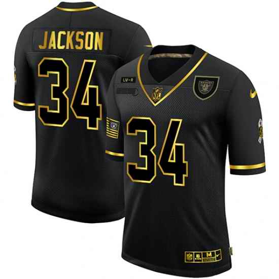 Nike Las Vegas Raiders 34 Bo Jackson Black Gold 2020 Salute To Service Limited Jersey